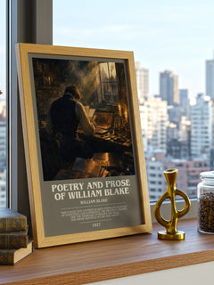 Poetry and prose of William Blake bookish print framed by window – literary home decor
