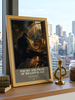 Poetry and prose of William Blake book cover print framed by window – literary home decor
