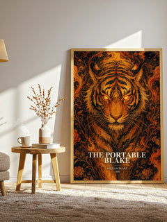 The portable Blake watercolour print in frame leaning in hallway – poetry wall art