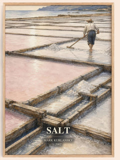 Salt watercolour book poster by Mark Kurlansky – framed literary art print