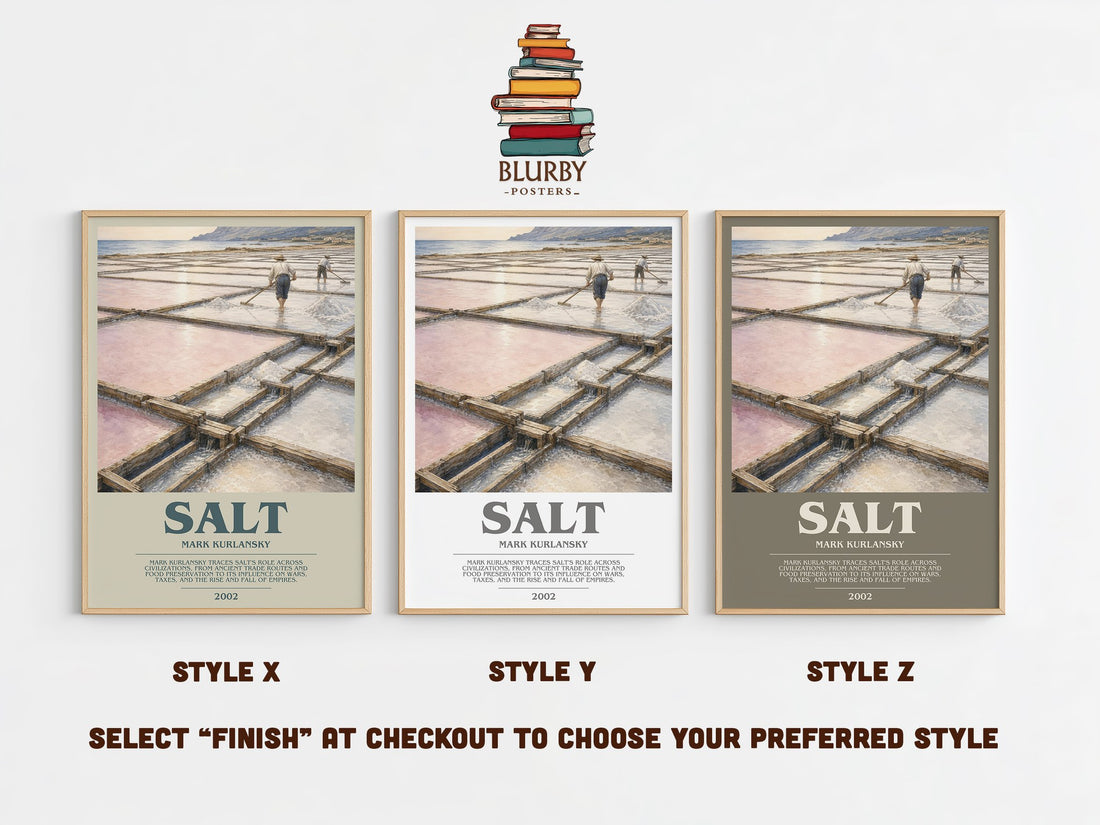 Salt bookish print in frame leaning in hallway – non fiction wall art (mockup)