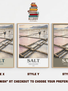 Salt book cover print in frame leaning in hallway – non fiction wall art