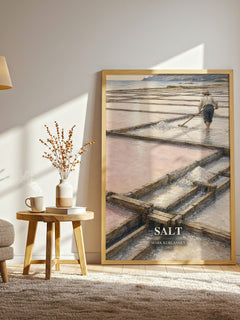 Salt watercolour print in frame leaning in hallway – non fiction wall art