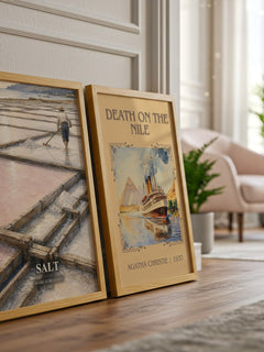 Salt watercolour print framed by window – literary home decor
