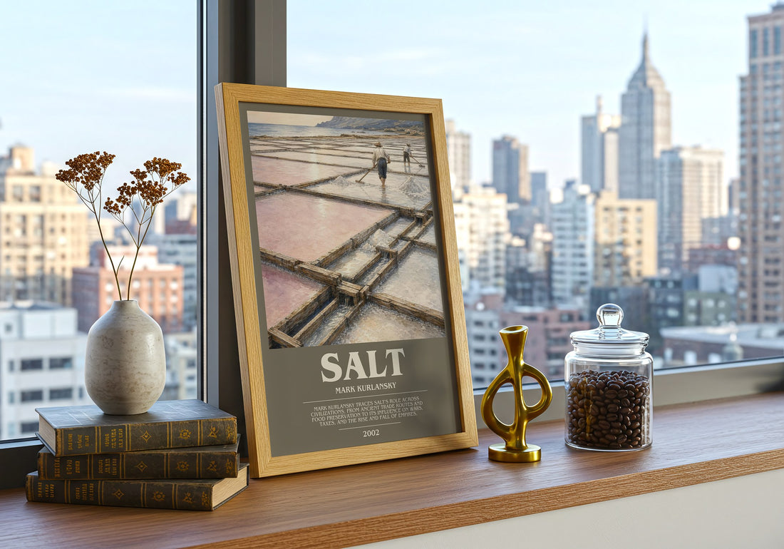 Salt bookish print framed by window – literary home decor
