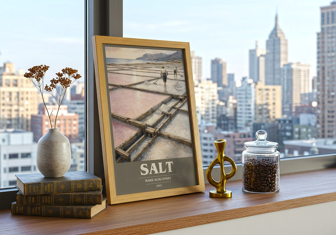 Salt book cover print framed by window – literary home decor