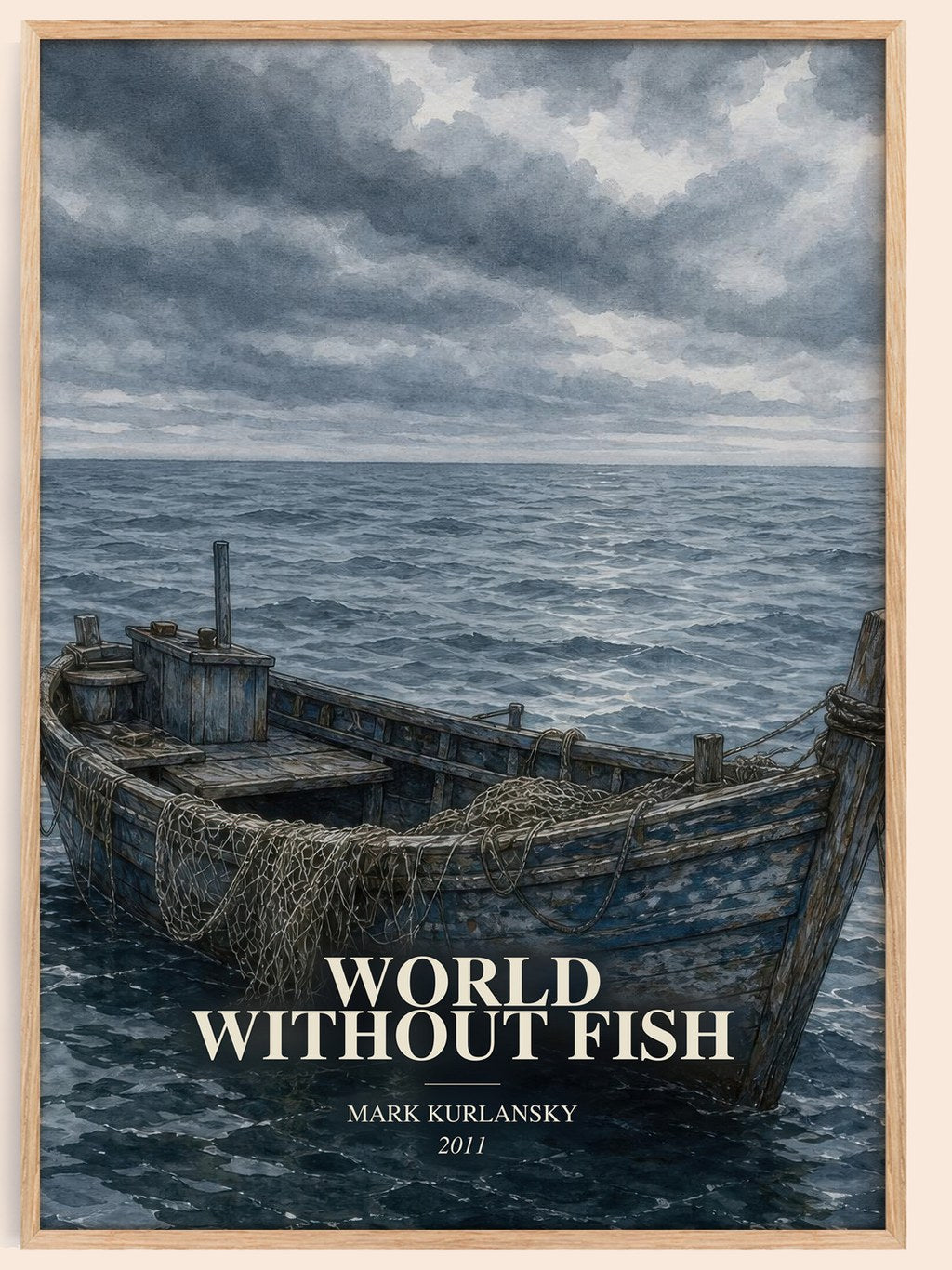 World Without Fish watercolour book poster by Mark Kurlansky – framed literary art print