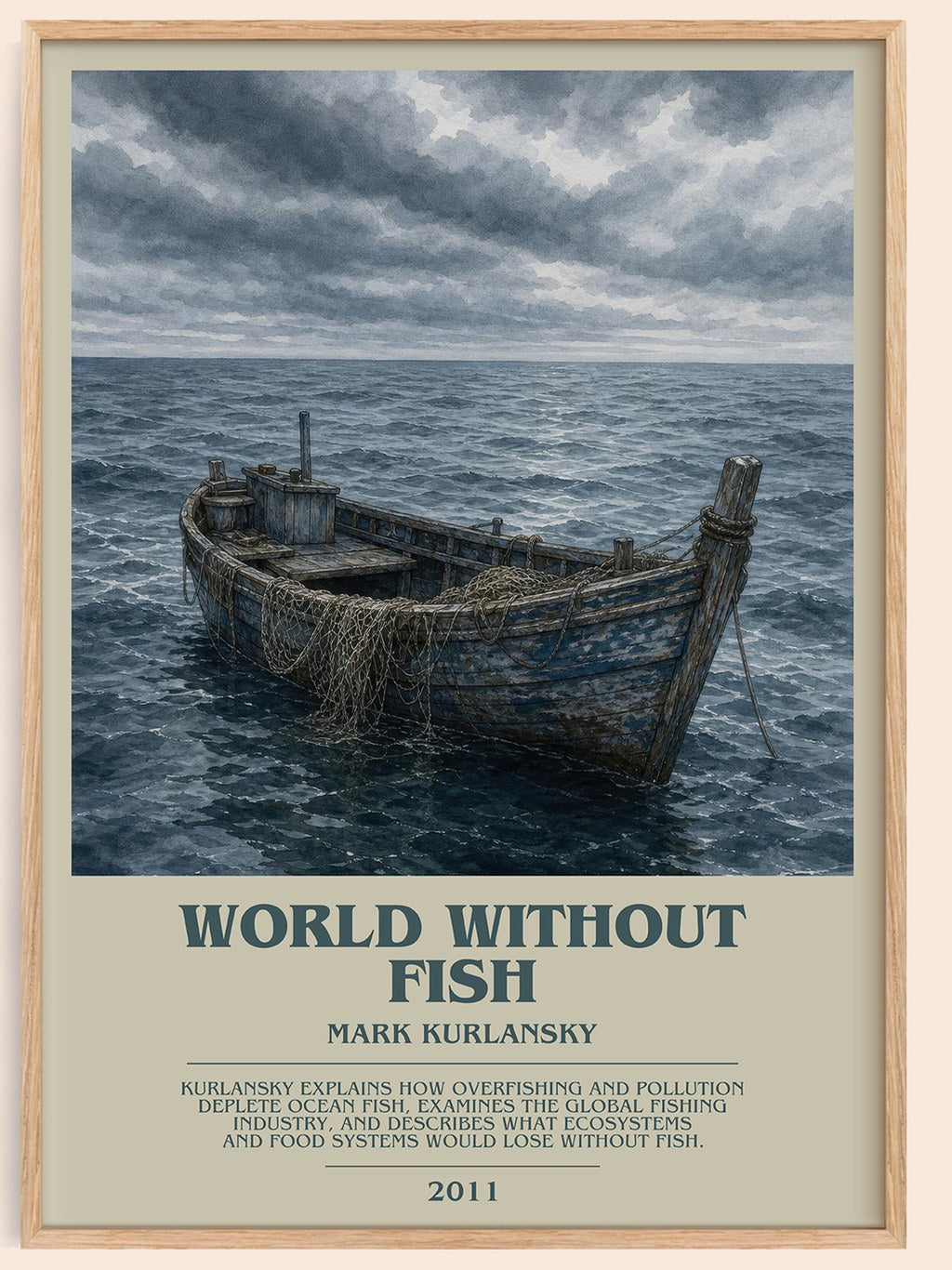 World Without Fish bookish book poster by Mark Kurlansky – framed literary art print