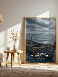 World Without Fish watercolour print in frame leaning in hallway – non fiction wall art