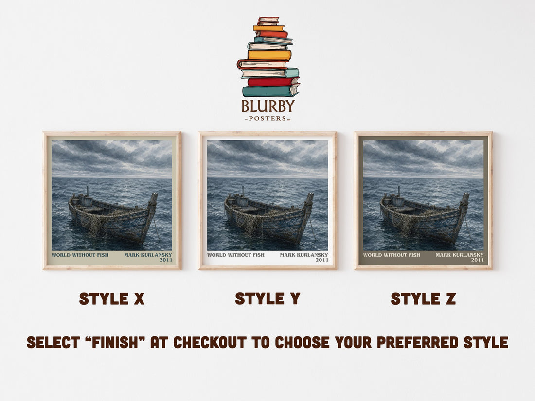 World Without Fish literary print in frame leaning in hallway – non fiction wall art (mockup)