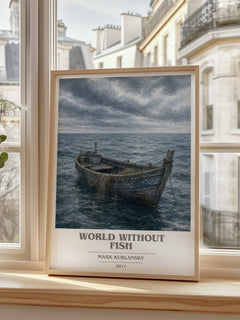 World Without Fish book cover poster colour and style options – Mark Kurlansky book art