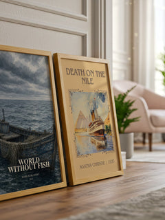 World Without Fish watercolour print framed by window – literary home decor
