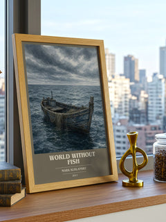 World Without Fish book cover print framed by window – literary home decor
