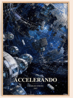 Accelerando watercolour book poster by Charles Stross – framed literary art print