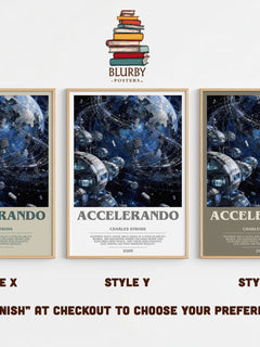 Accelerando bookish print in frame leaning in hallway – sci fi wall art