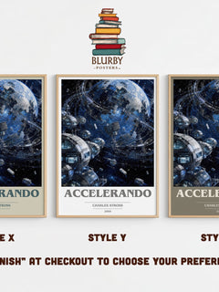 Accelerando book cover print in frame leaning in hallway – sci fi wall art