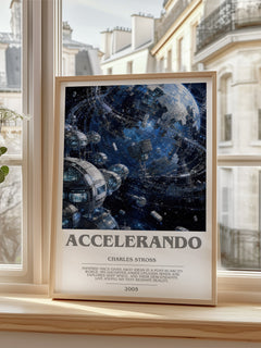 Accelerando bookish poster colour and style options – Charles Stross book art