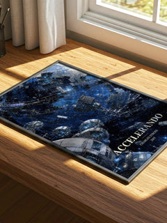 Accelerando watercolour book poster framed on wall – sci fi wall art