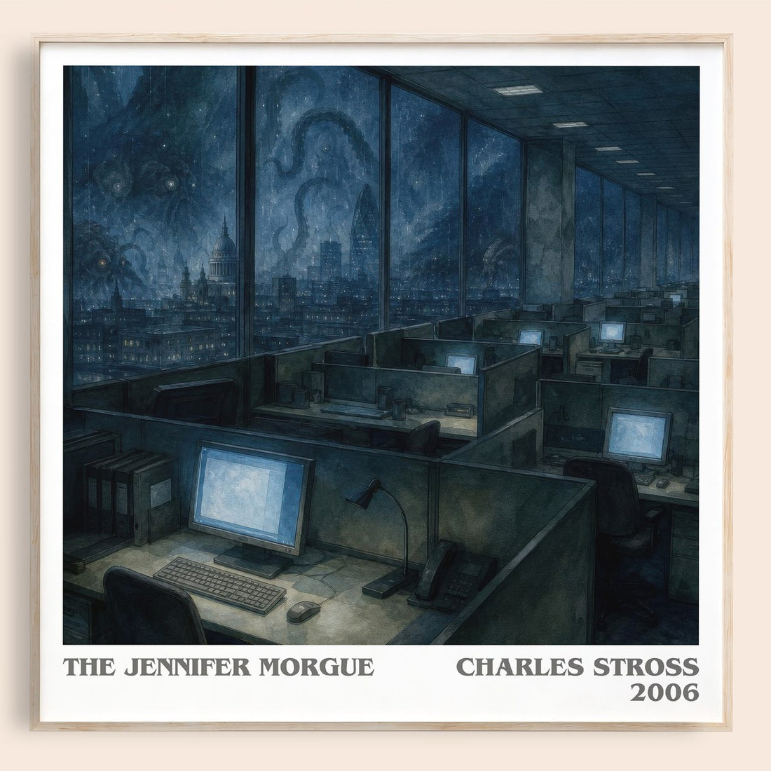 The Jennifer Morgue literary book poster by Charles Stross – framed literary art print