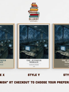 The Jennifer Morgue book cover print in frame leaning in hallway – sci fi wall art