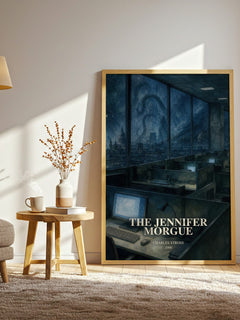 The Jennifer Morgue watercolour print in frame leaning in hallway – sci fi wall art