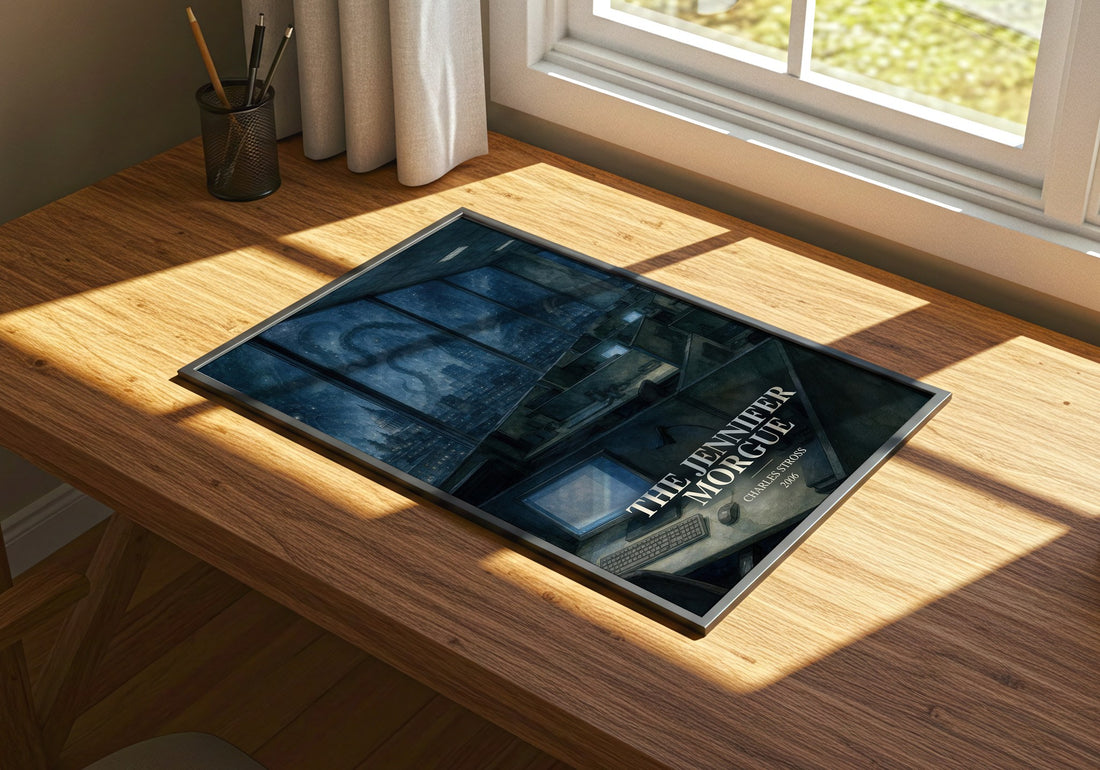 The Jennifer Morgue watercolour book poster framed on wall – sci fi wall art