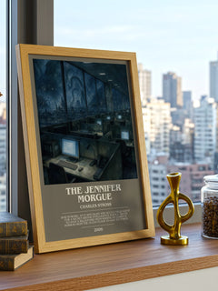The Jennifer Morgue bookish print framed by window – literary home decor