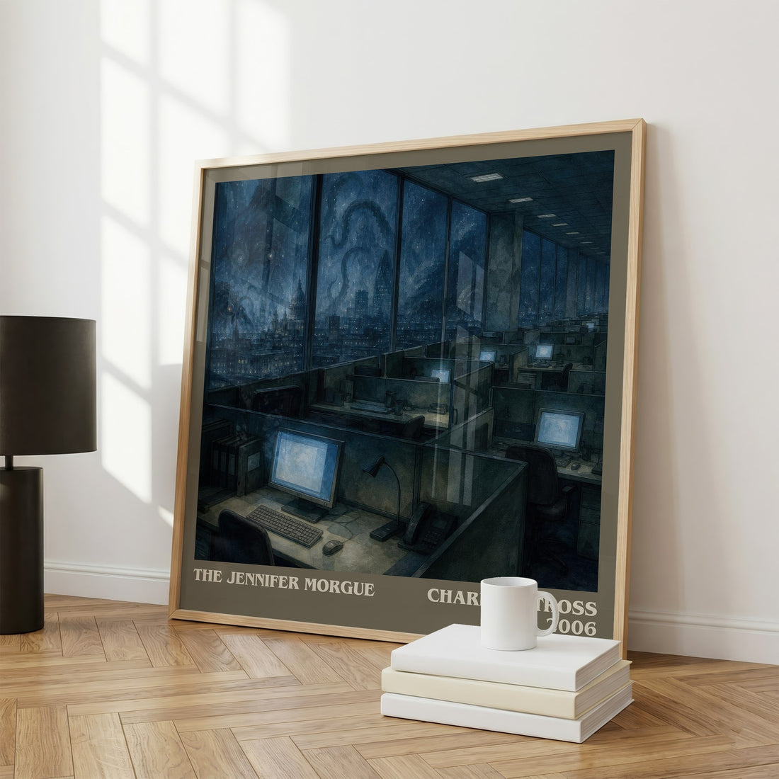 The Jennifer Morgue literary print framed by window – literary home decor
