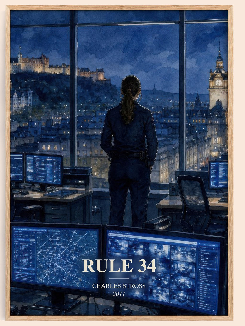 Rule 34 watercolour book poster by Charles Stross – framed literary art print