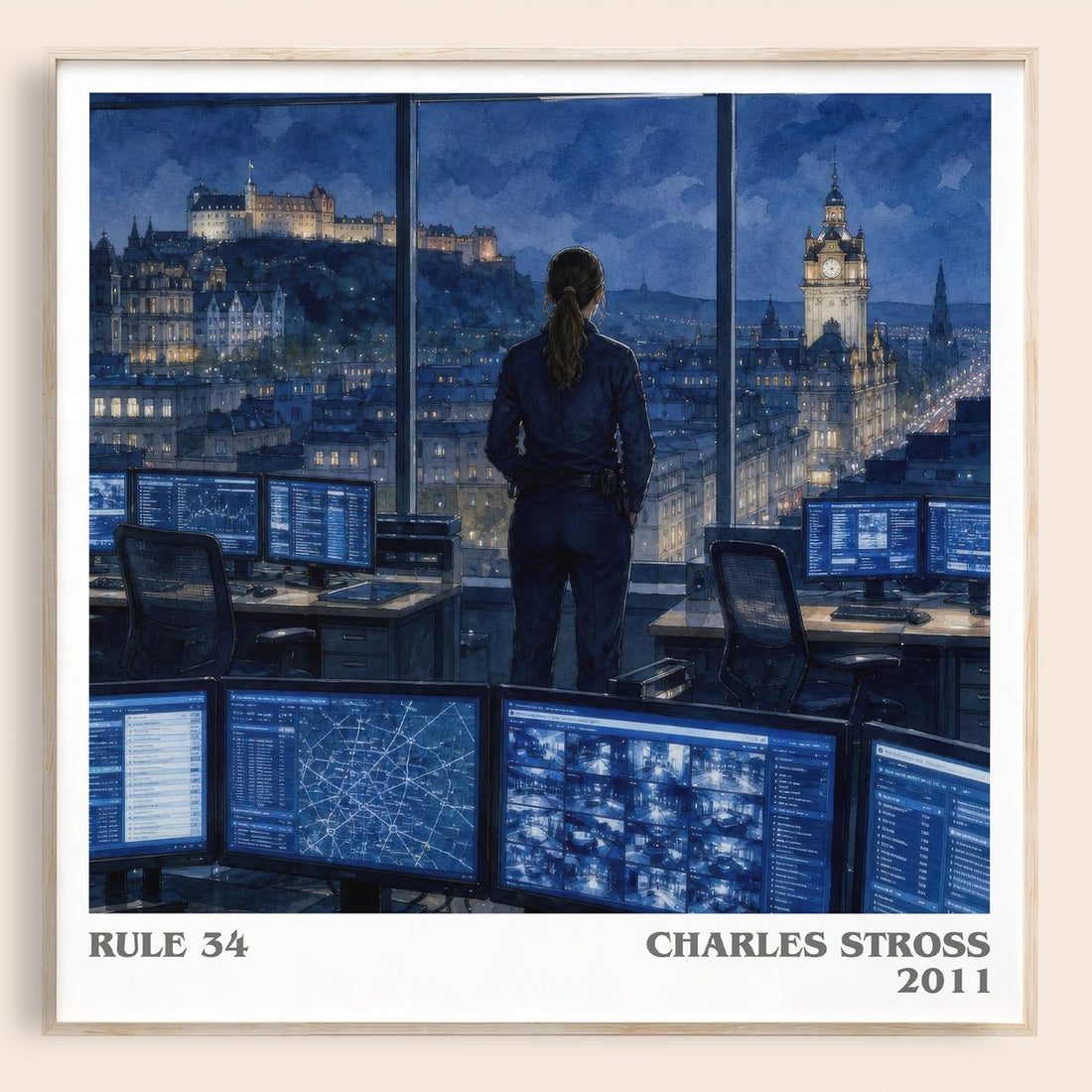 Rule 34 literary book poster by Charles Stross – framed literary art print