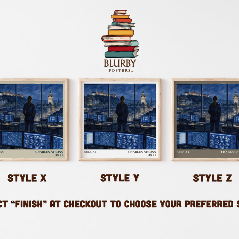 Rule 34 literary print in frame leaning in hallway – sci fi wall art
