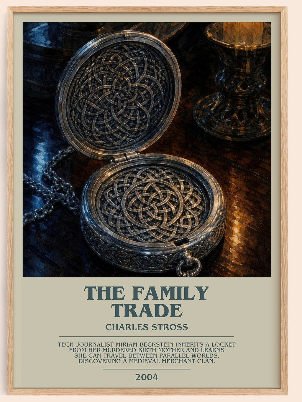 The family trade bookish book poster by Charles Stross – framed literary art print