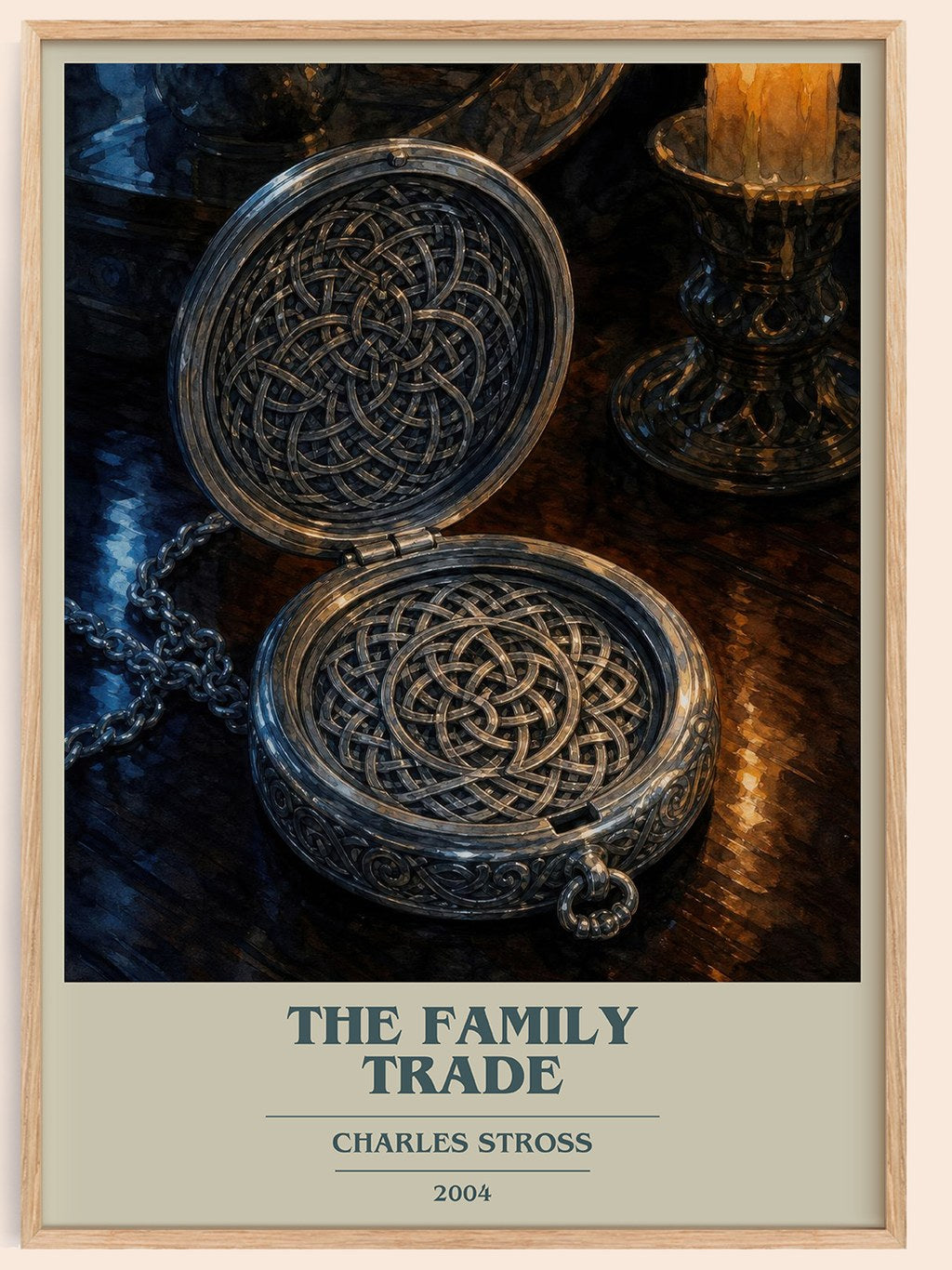 The family trade book cover book poster by Charles Stross – framed literary art print