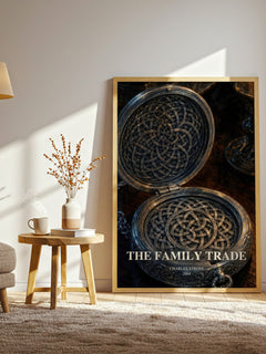 The family trade watercolour print in frame leaning in hallway – sci fi wall art