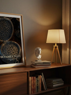 The family trade watercolour print on bookshelf – Charles Stross fan gift