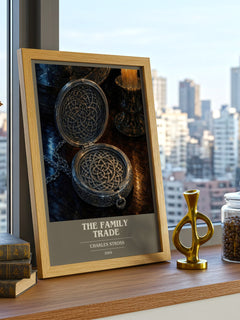 The family trade book cover print framed by window – literary home decor