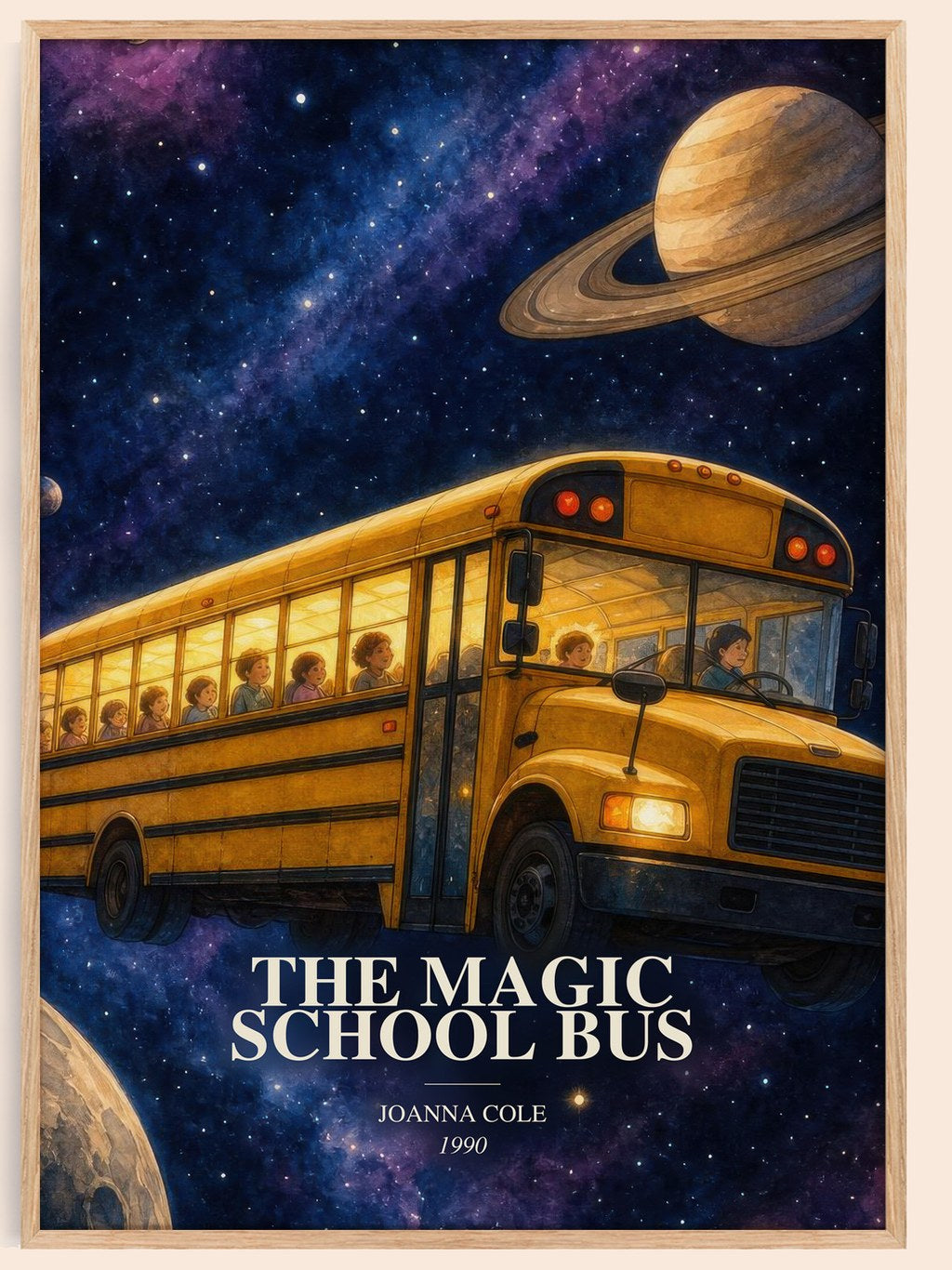 The Magic School Bus watercolour book poster by Joanna Cole – framed literary art print