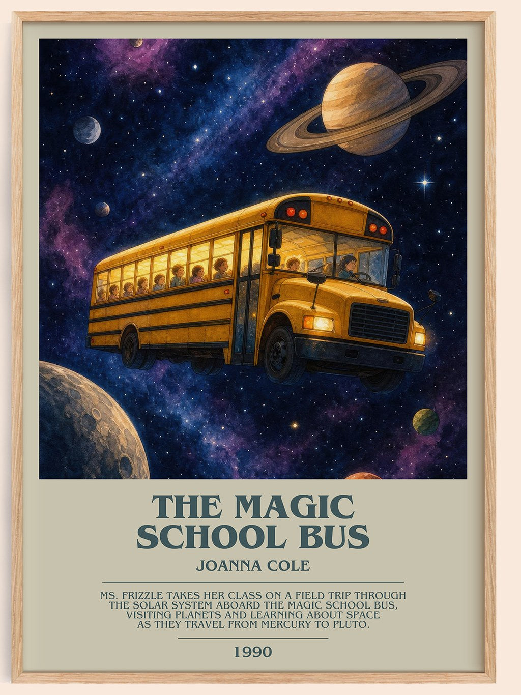 The Magic School Bus bookish book poster by Joanna Cole – framed literary art print