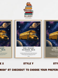 The Magic School Bus bookish print in frame leaning in hallway – childrens wall art