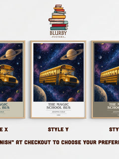 The Magic School Bus book cover print in frame leaning in hallway – childrens wall art