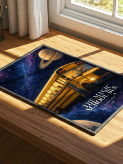 The Magic School Bus watercolour book poster framed on wall – childrens wall art