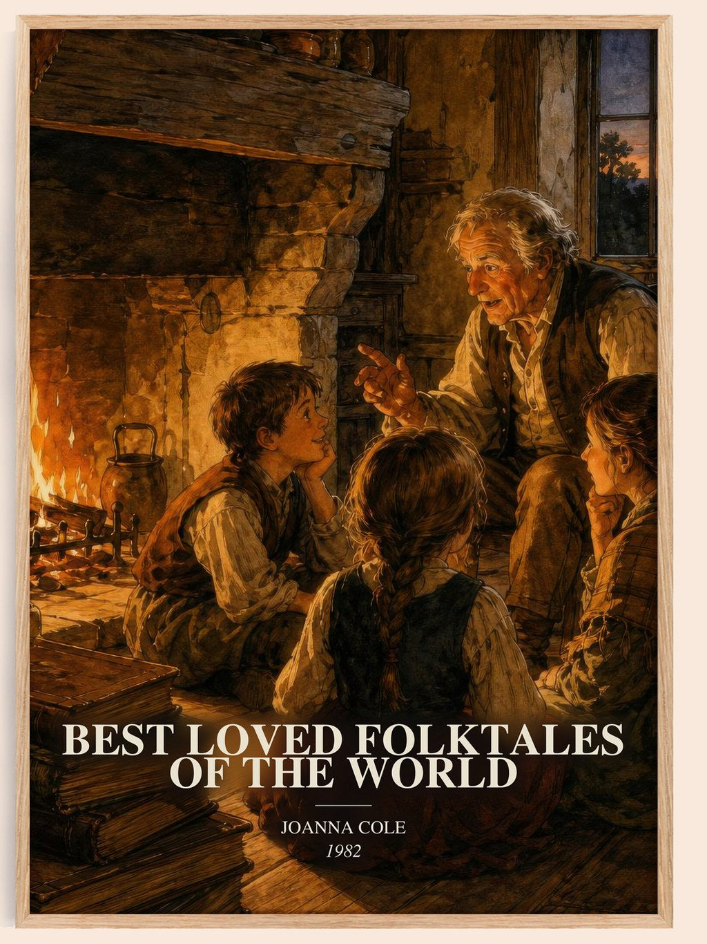 Best Loved Folktales of the World watercolour book poster by Joanna Cole – framed literary art print