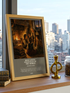 Best Loved Folktales of the World bookish print framed by window – literary home decor