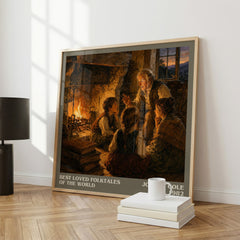 Best Loved Folktales of the World literary print framed by window – literary home decor