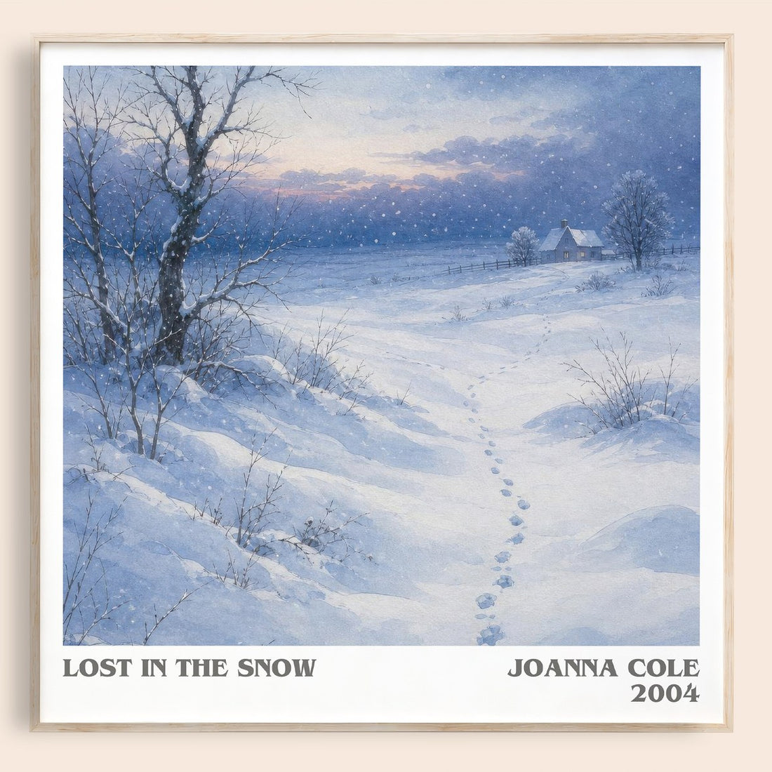 Lost in the snow literary book poster by Joanna Cole – framed literary art print