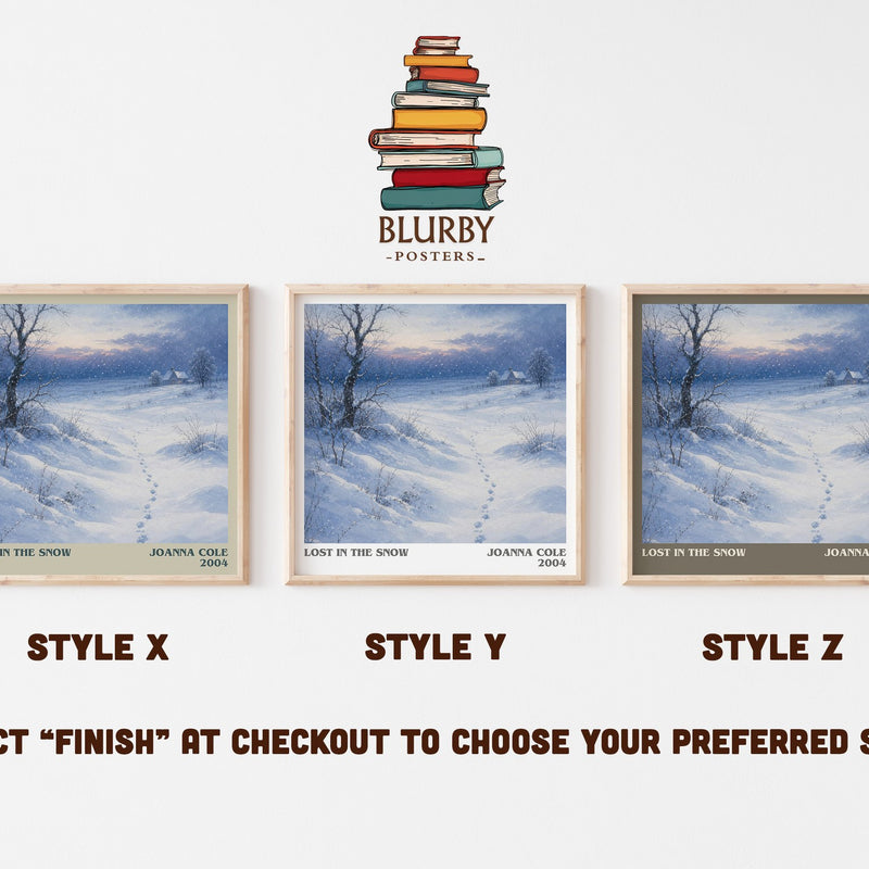 Lost in the snow literary print in frame leaning in hallway – childrens wall art