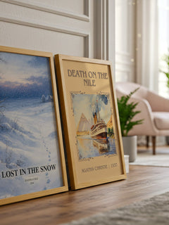 Lost in the snow watercolour print framed by window – literary home decor