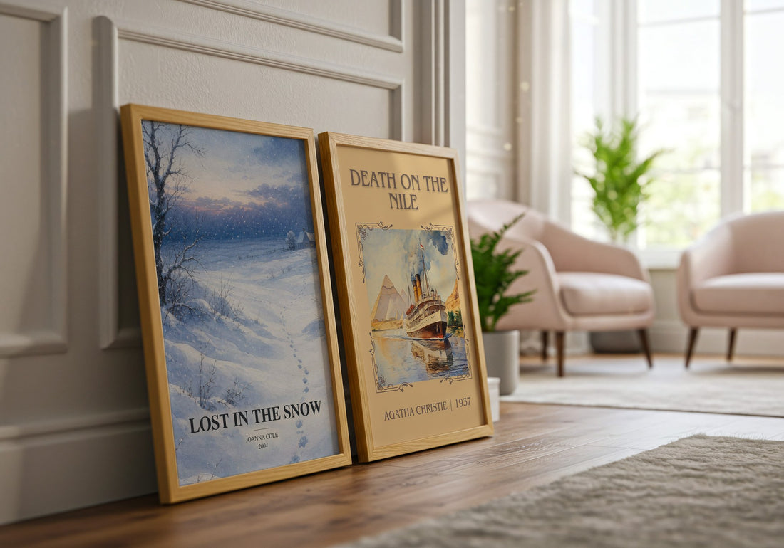 Lost in the snow watercolour print framed by window – literary home decor
