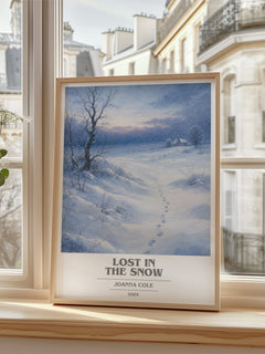 Lost in the snow Book Cover Poster by Joanna Cole – framed print by a bright window