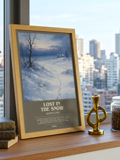 Lost in the snow bookish print framed by window – literary home decor